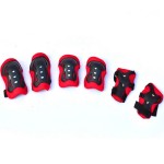 Set protectie complet, genunchiere, cotiere, incheieturi, culoare rosu si negru, model CSP02
